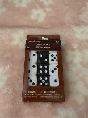 Classic Black & White Game Dice Set - 15 Pc